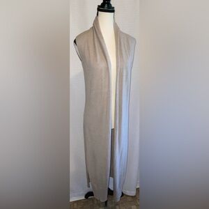 Women’s TAHARI beige Merino‎ Wool blend Duster Vest Sz medium